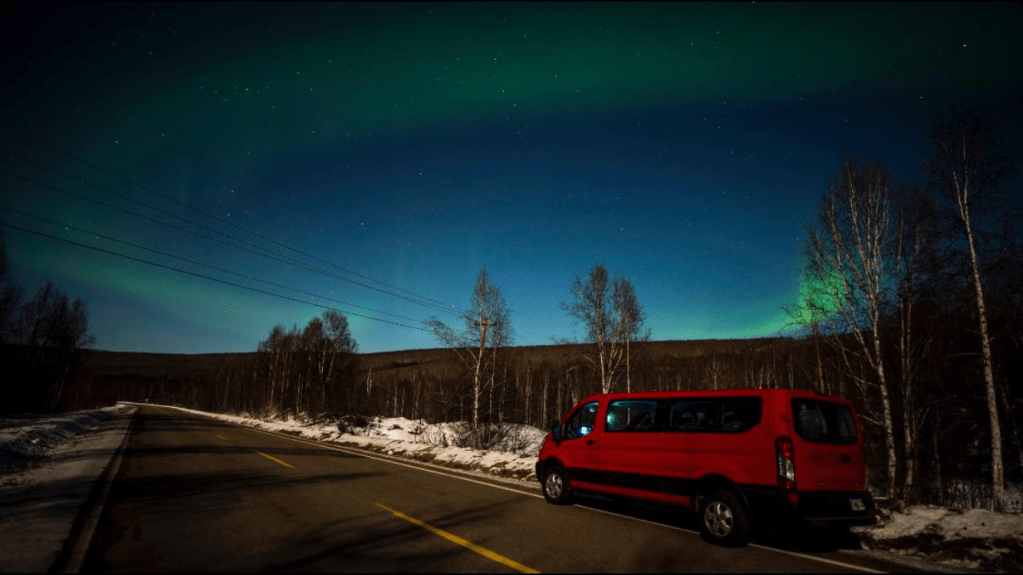 Alaska skyline showing the Northern Lights